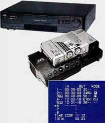 JVC GR-DV1 avec menu et magnétoscope VHS