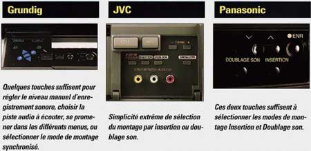 Table montage comparatif 3 magnétoscopes VHS