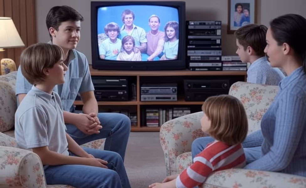 famille 80' devant la tv