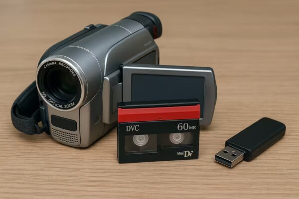 caméscope mini DV avec cassette et transfert numérique